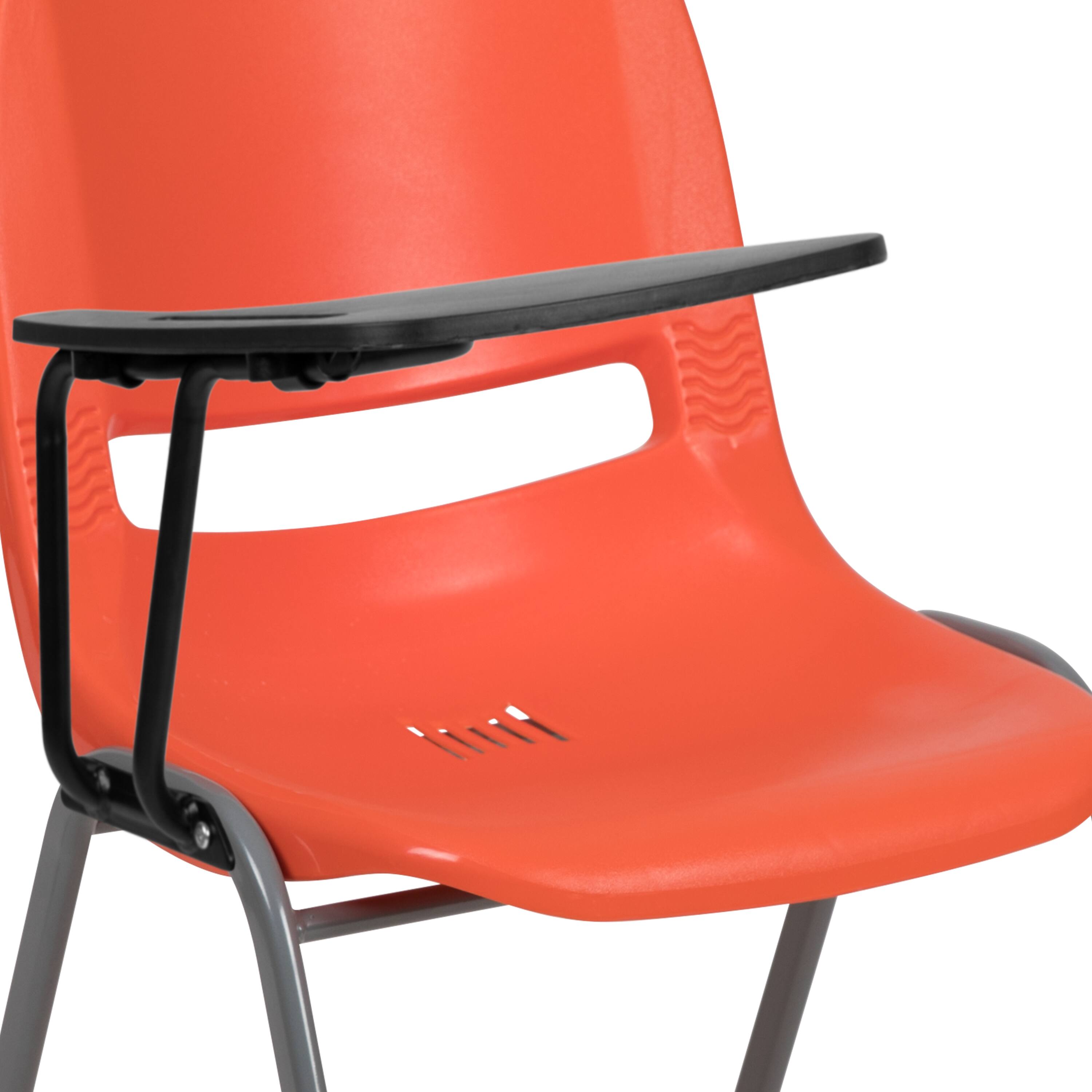 Alt View 10. Emma + Oliver - Ergonomic Shell Chair with Right Handed Flip-Up Tablet - Tablet Arm Desk - Orange.