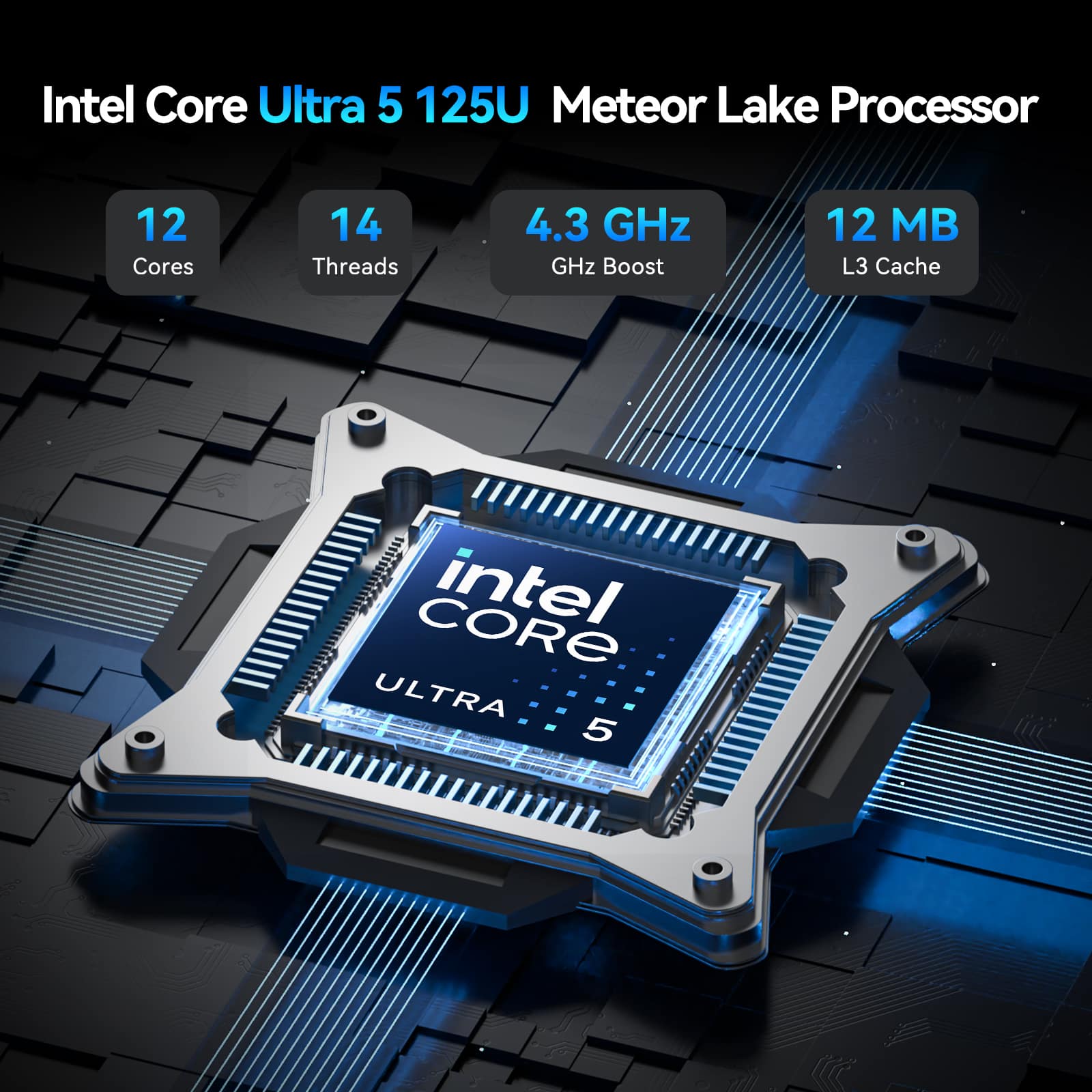 GEEKOM IT12 Mini PC, 14th Gen Intel Ultra U5 125H, 16GB DDR5 RAM&