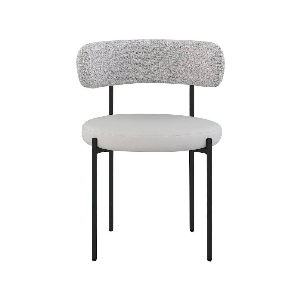 Alt View 2. Meridian Furniture - Beacon Taupe Vegan Leather and Boucle Fabric Dining Chair, Set of 2 - Brown.
