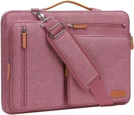 mosiso - 360 Protective Laptop Shoulder Bag 15-15.6 inch Computer Messenger Bag for MacBook Pro 16 inch HP Dell Lenovo Asus - Dusty Rose