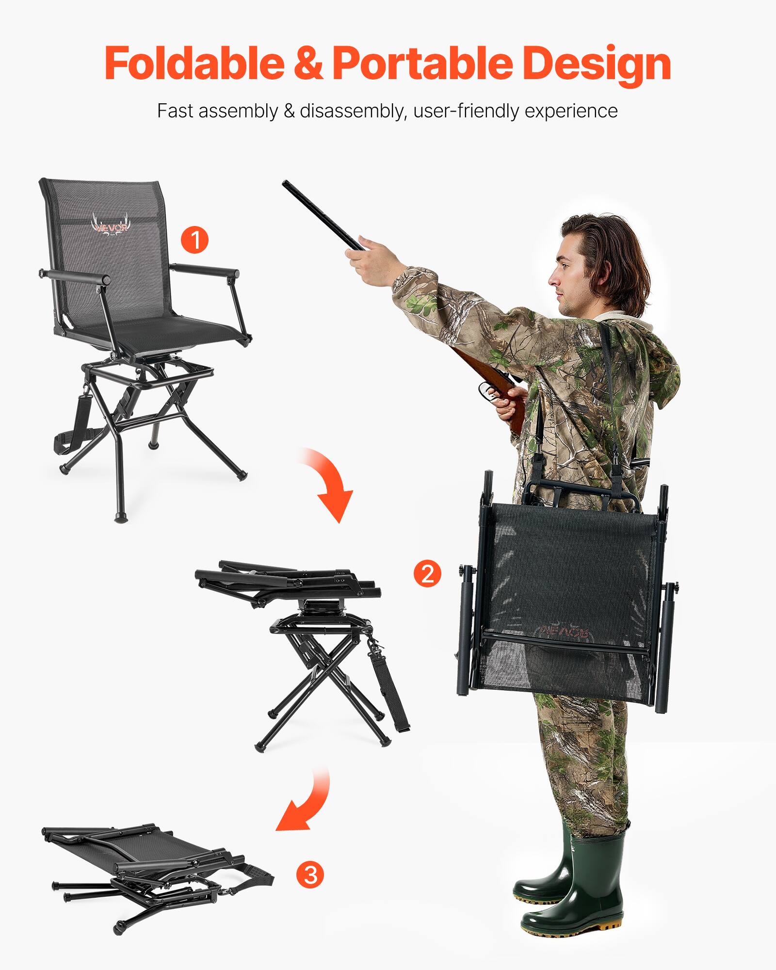 Foldable & Portable Design  
Fast assembly & disassembly, user-friendly experience