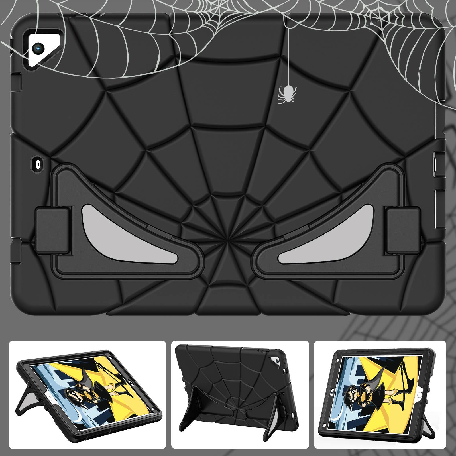 Alt View 1. Dteck - Rugged Case for Apple iPad (6th Generation) 9.7" 2018, Shockproof Dual-Layer Cover Built-In Kickstand and Pencil Holder - Black.