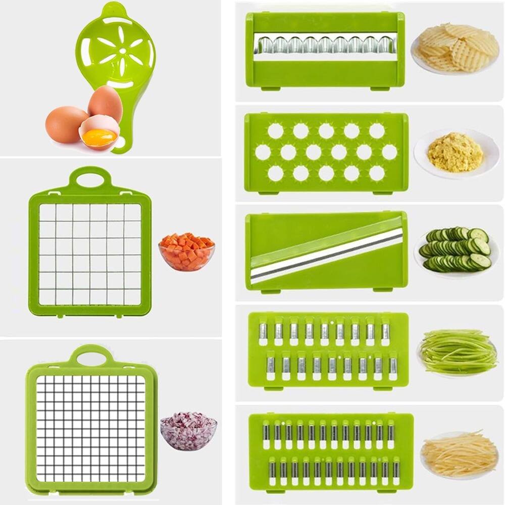Angle. PARKER SLATER - Multifunctional 16-in-1 Food Chopper – Onion Chopper, Vegetable Slicer, Cutter & Dicer for Pepper, Salad, Tomato, Potato - Green.
