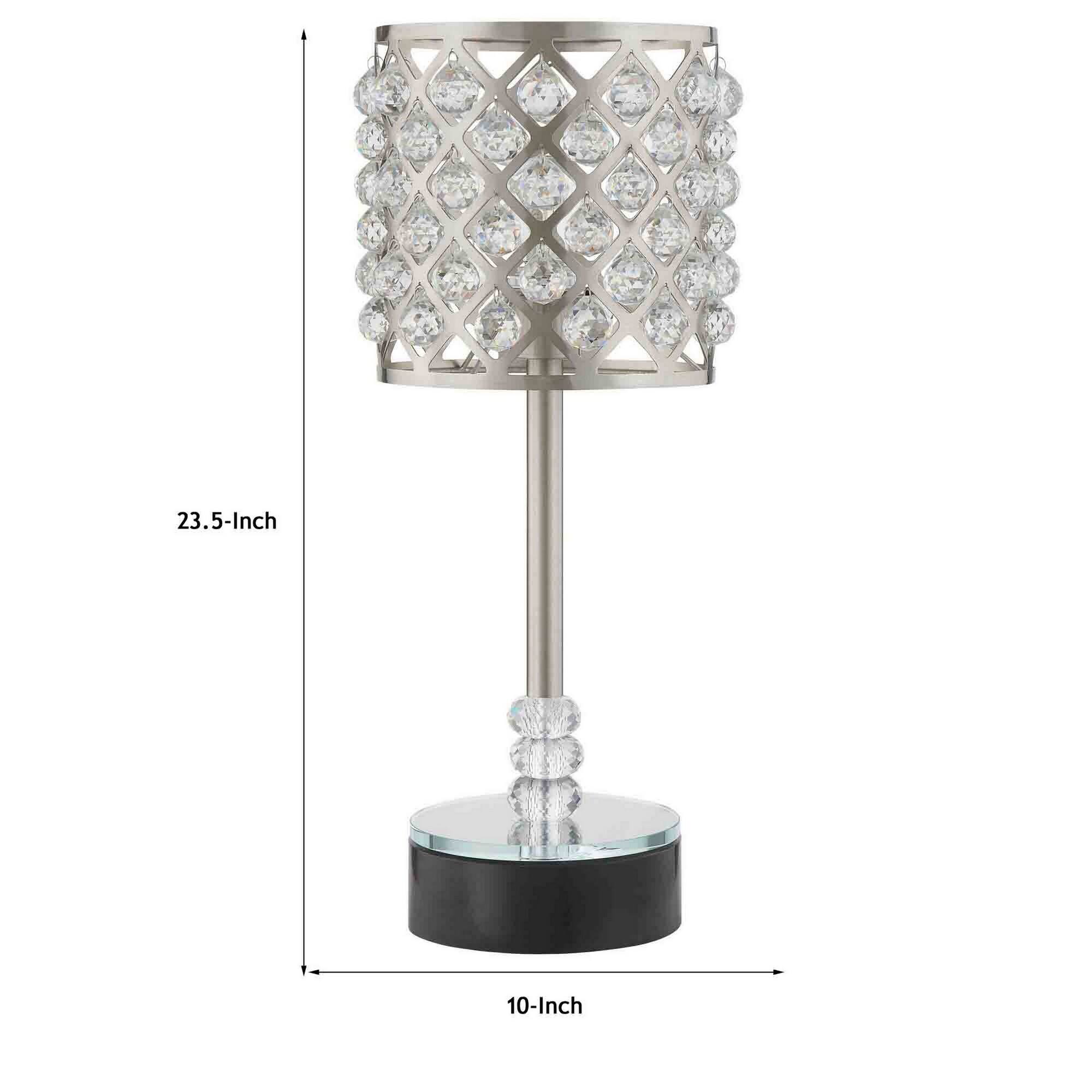 Manhattan Lane Dany 24 Inch Table Lamp with Crystal Drum Shade, Metal ...