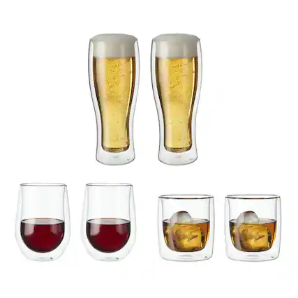 Front. ZWILLING - ZWILLING Sorrento 6-pc Double-Wall Entertaining Glassware Set - Clear.