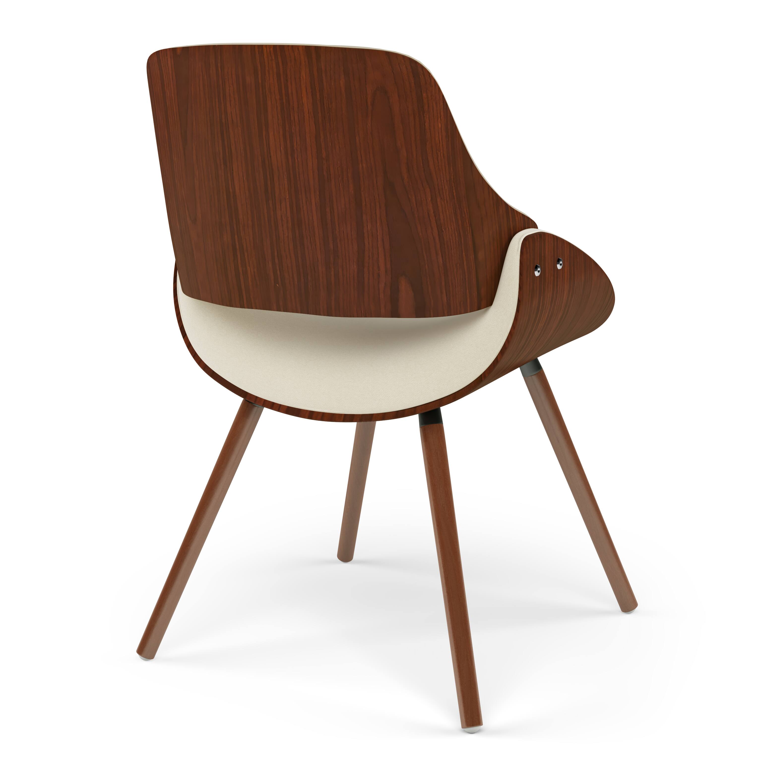 Alt View 15. Simpli Home - Malden Mid Century Modern Bentwood Dining Chair with Wood Back in Cream Faux Leather - Cream.