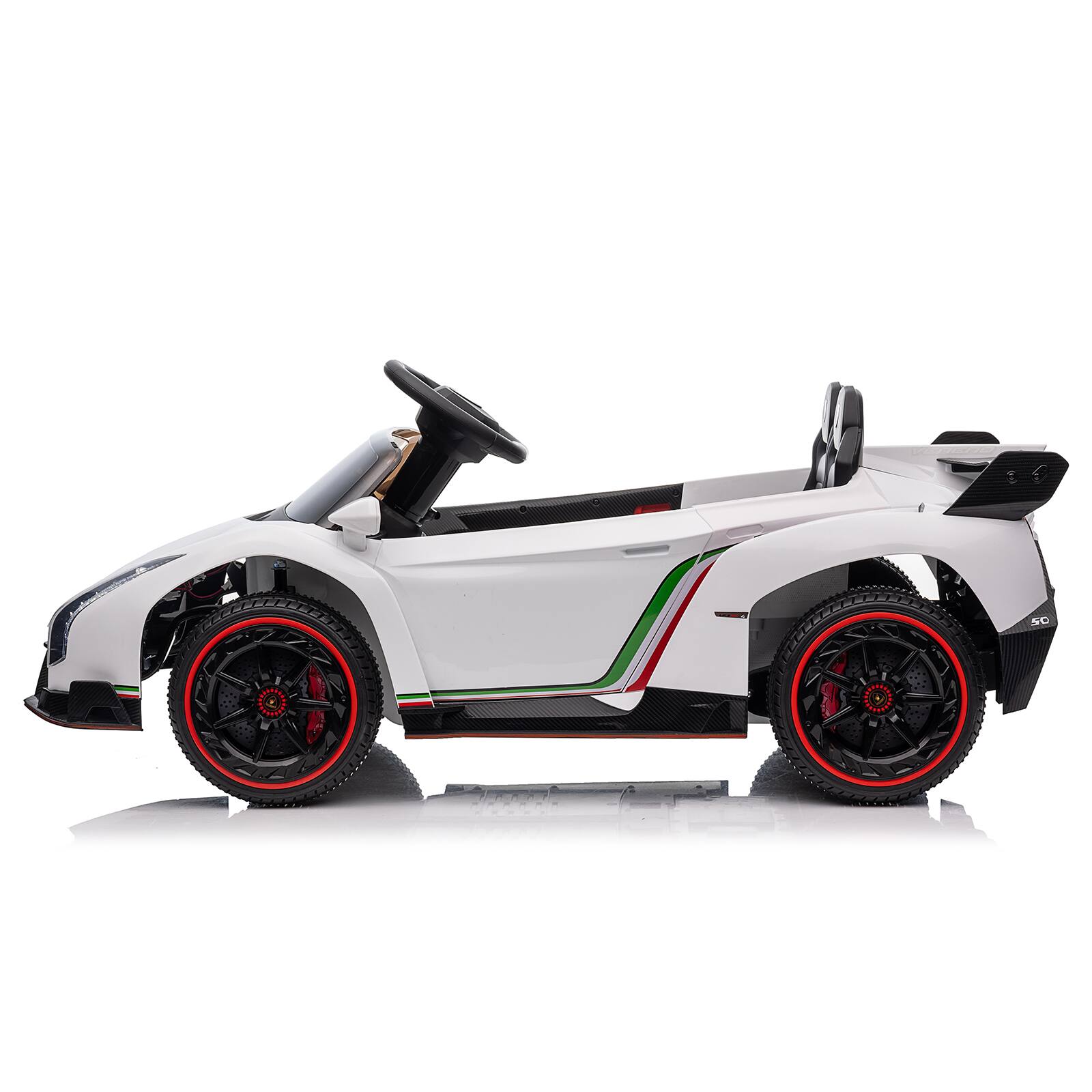 Left. Winado - 12V Ride on Car, Electric Vehicle Licensed Lamborghini Veneno for Kids, Battery Powered Car Toy w/Parent Control, LED - White.