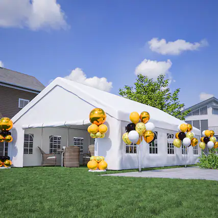 Front. APRILSOUL - 20x32 FT Party Tent 3 Storage Bags Removable Sidewalls Outdoor Canopy Gazebo Carport Camping Wedding BBQ - White.