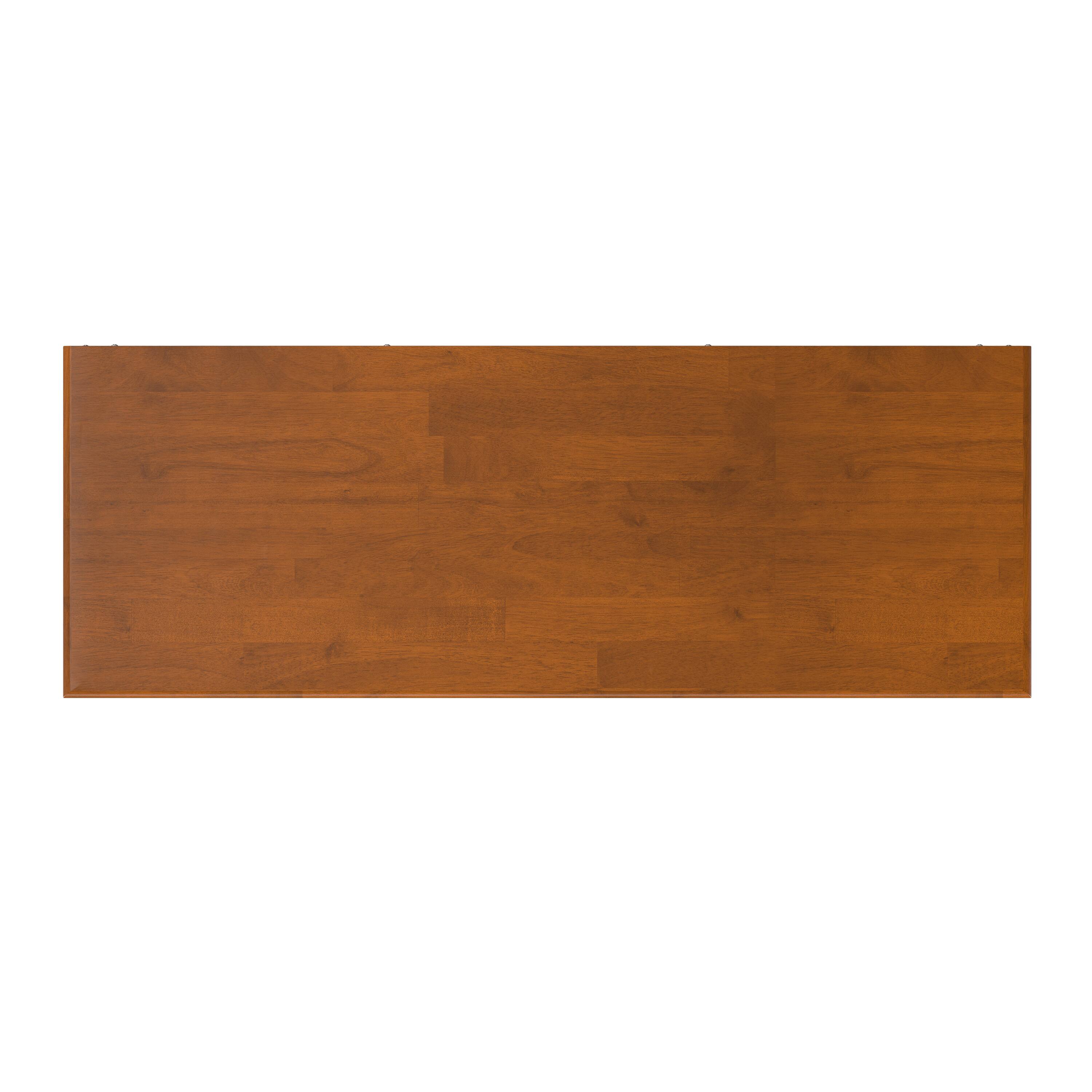 Back. Simpli Home - Draper 44 inch Wide Solid Wood Mid Century Flip-Down Storage Bench in Teak Brown - Teak Brown.
