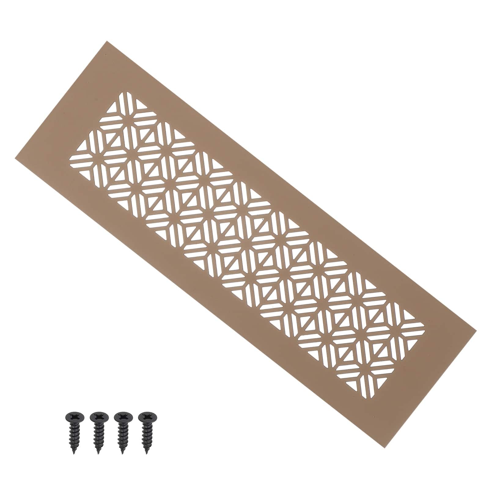 Unique Bargains - 10"x3" Door Air Vent Cover, Heavy Duty Aluminum Alloy Grille Louvered with Mounting Screws for Cabinet Wardrobe - Brown
