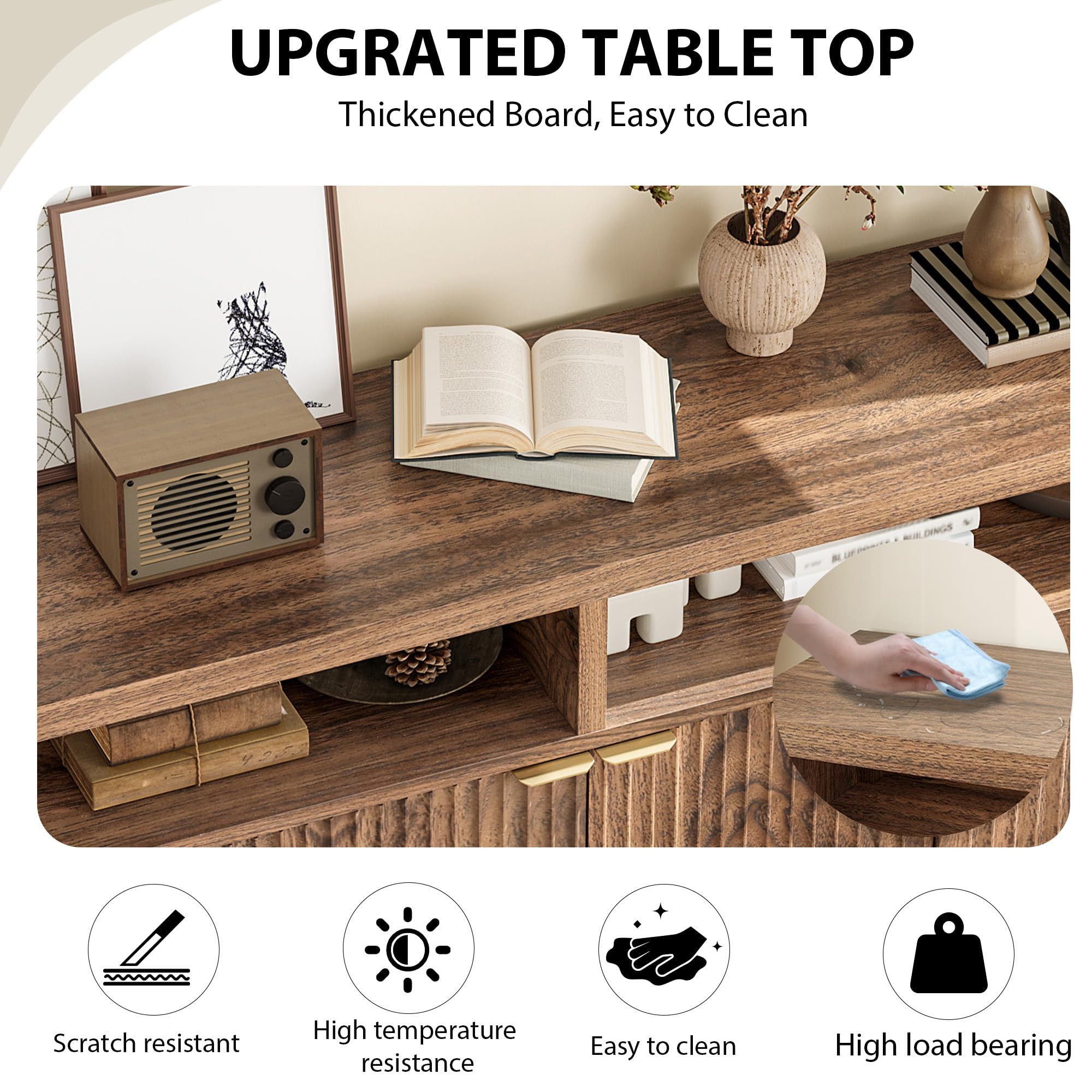 UPGRATED TABLE TOP  
Thickened Board, Easy to Clean

- Scratch resistant
- High temperature resistance
- Easy to clean
- High load bearing