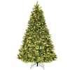 Front. Costway - 7.5Ft Pre-Lit Christmas Tree Hinged 540 LED Lights Pine Cones - Green.