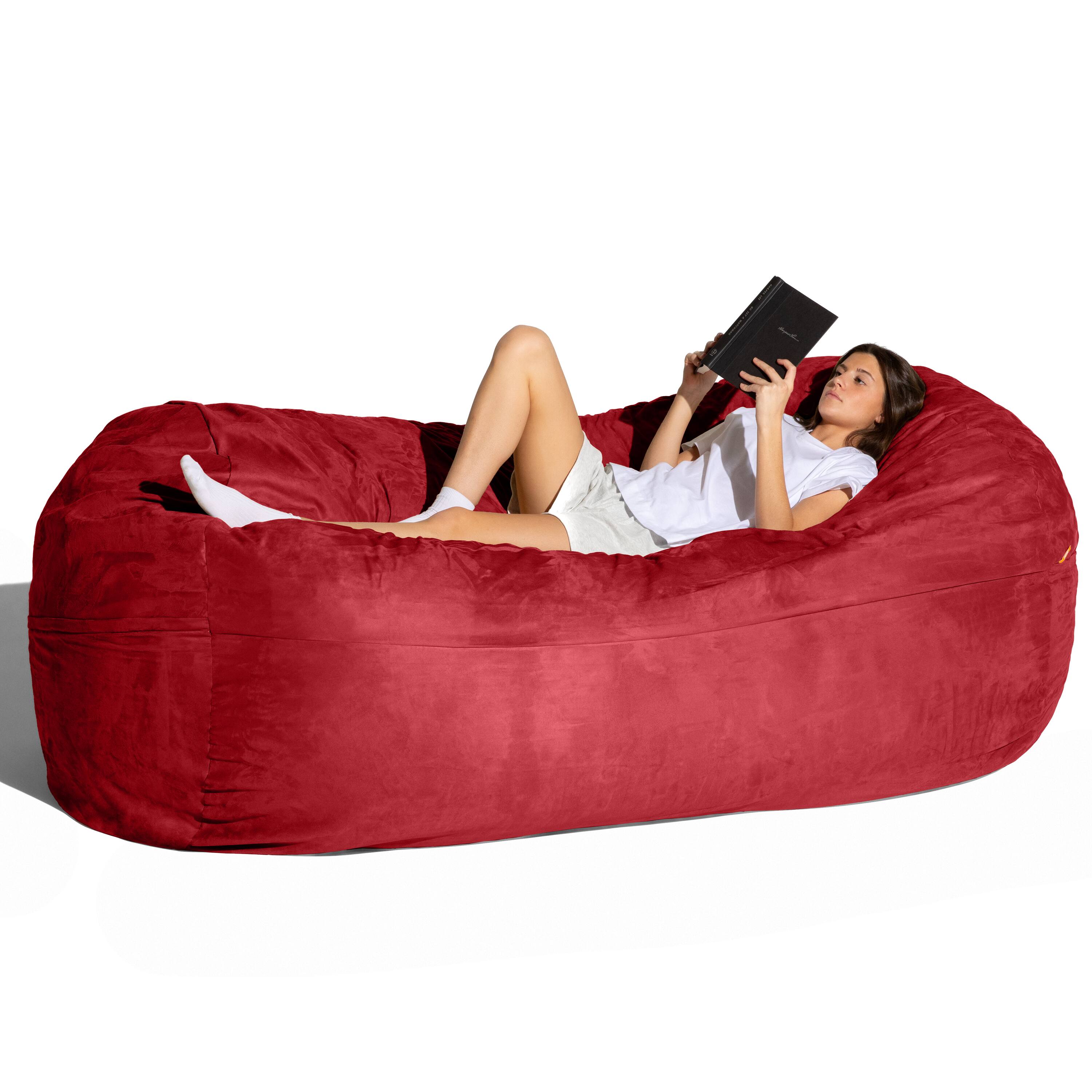 Angle. Jaxx - Jaxx 7 Foot Giant Bean Bag Sofa, Cinnabar - Cinnabar.