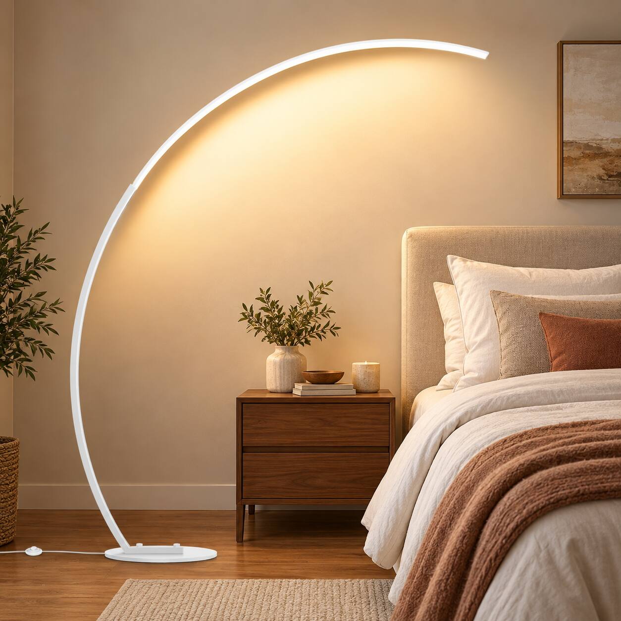 Front. E.P. Light - 70" Modern Arched Floor Lamp with Remote Control, 3 Color Temperatures - Gold.