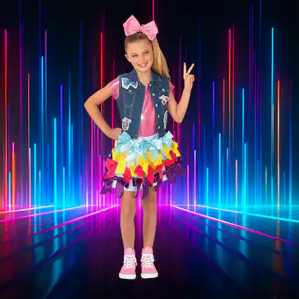 Front. Rubies - Girls Jojo Siwa Child Halloween Costume Size Large 12-14 - Blue.