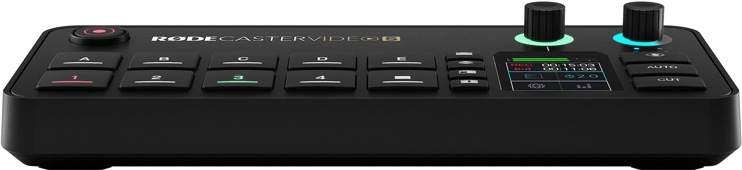 RODECASTER VIDEO

A B C D E

1 2 3 4

REC 00:15:03 00:11:06 32.0

AUTO CUT