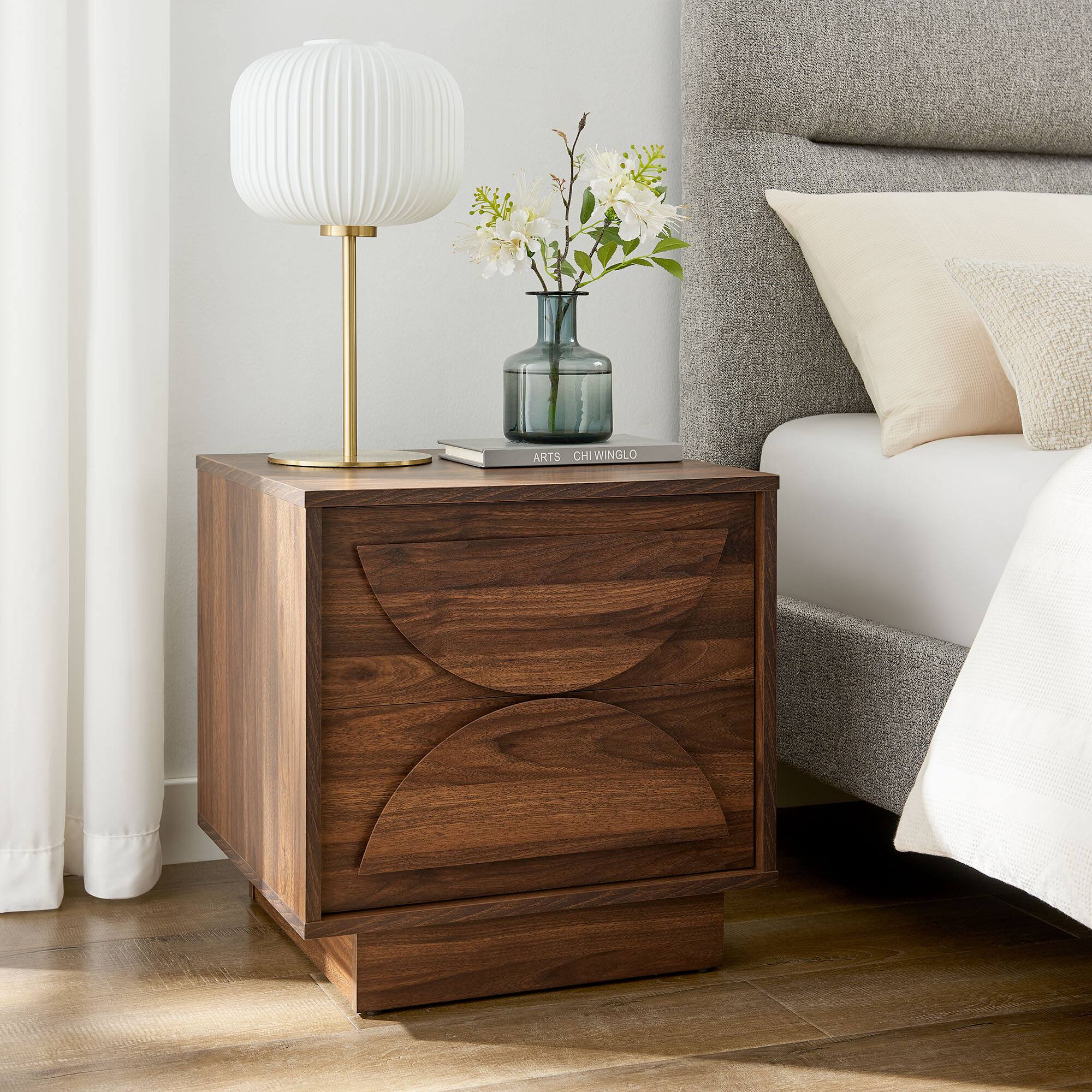 Bulwark 2-Drawer Nightstand by Modway - Walnut