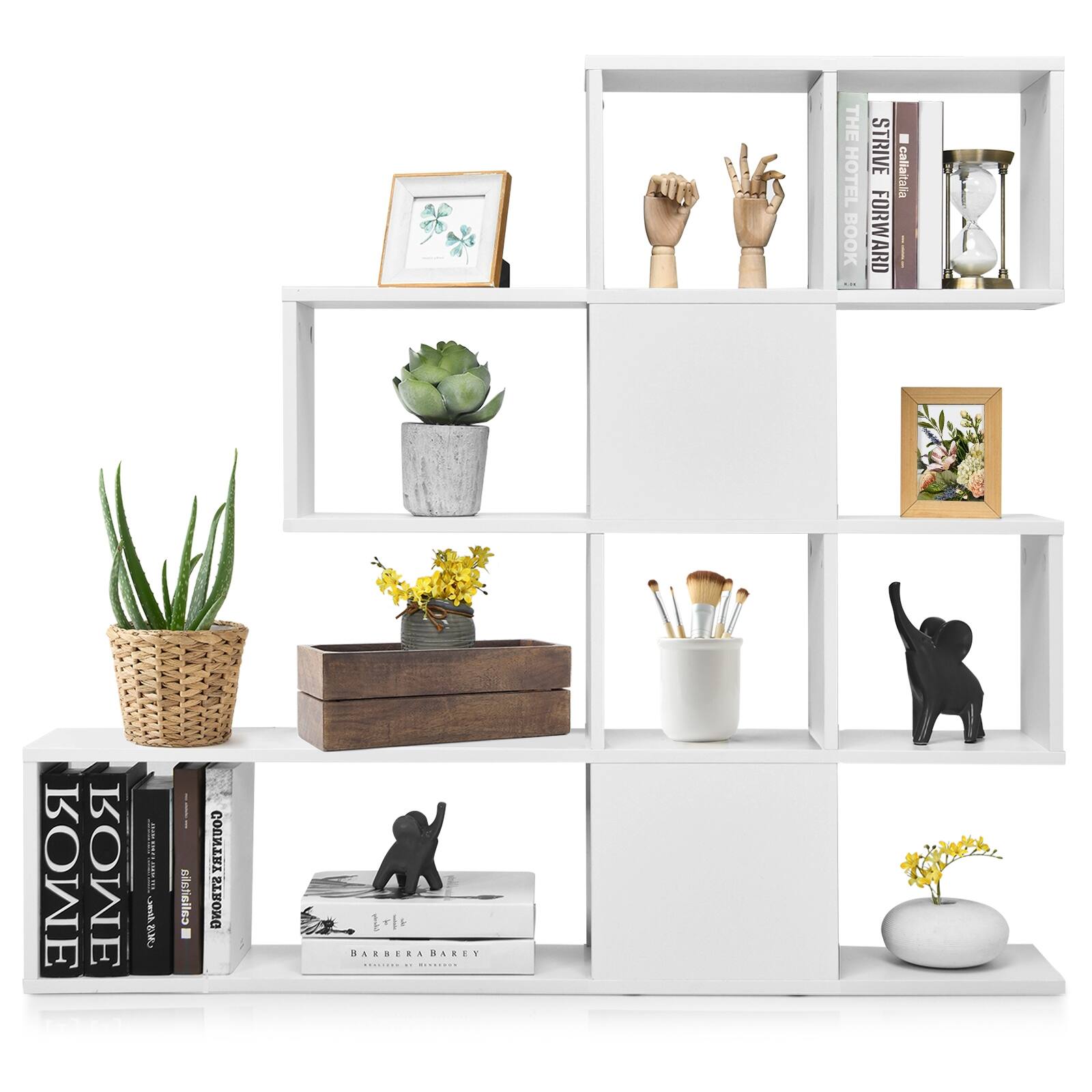 Ecooso - 5-Tier Designable Bookcase & Corner Ladder Bookshelf with Storage Rack - White