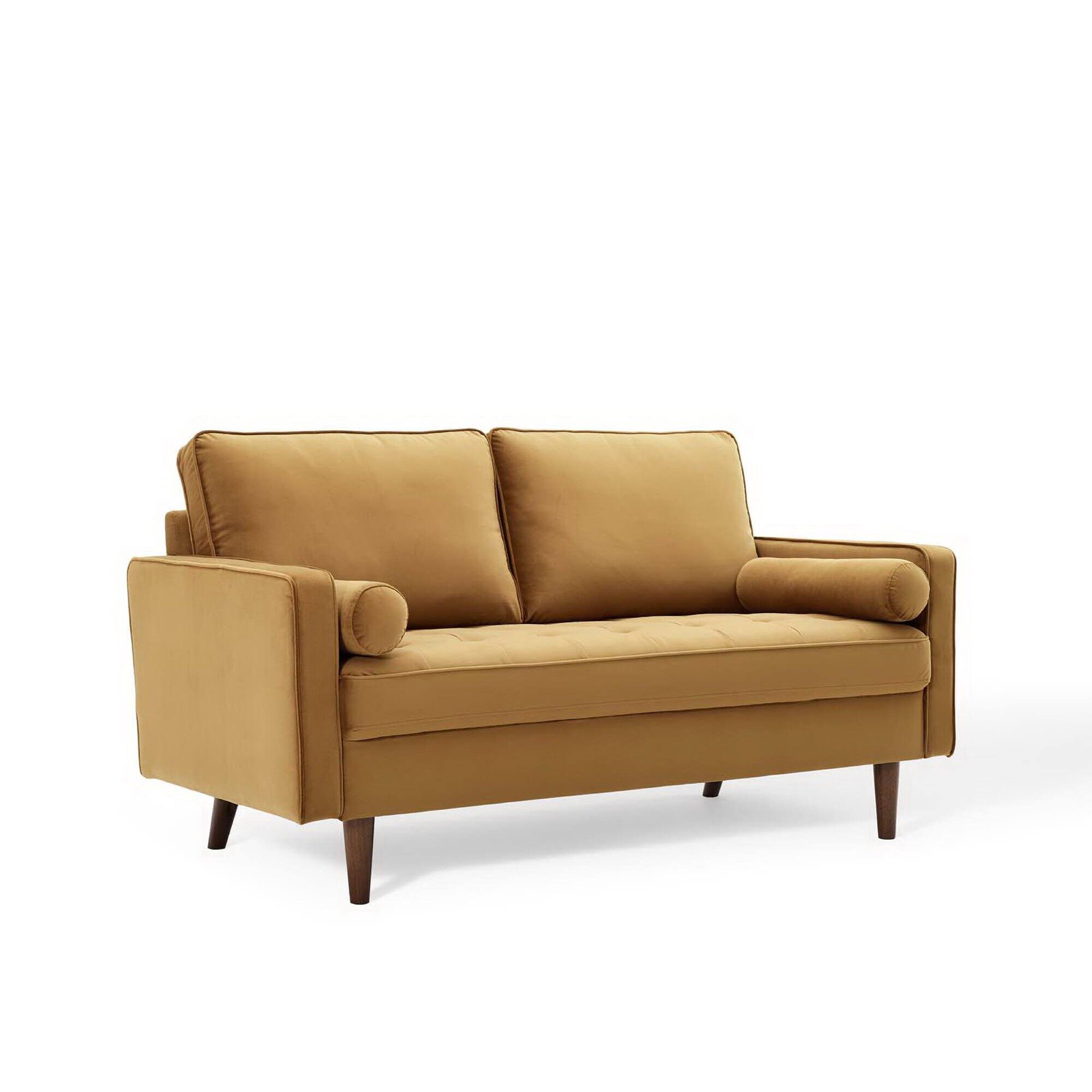 Angle. Modway - Valour Performance Velvet Loveseat by Modway - Cognac.