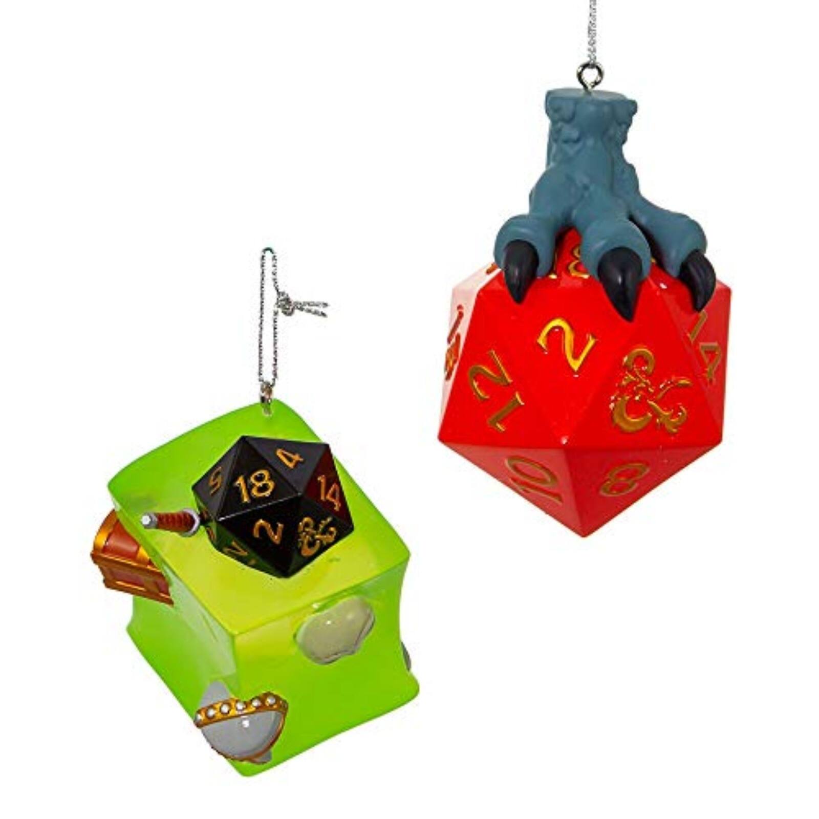 Front. Kurt S Adler - Kurt Adler Dungeons and Dragons Dice and Gelatinous Cube Christmas Ornaments 2 Piece Set - Multicolor.