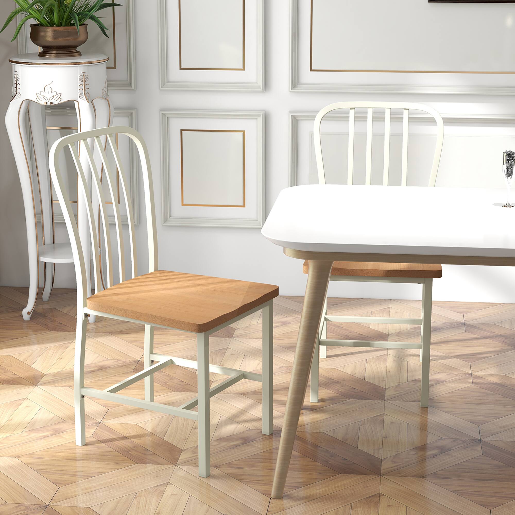 Gymax Dining Chair Set of 4 Armless Spindle Back Kitchen