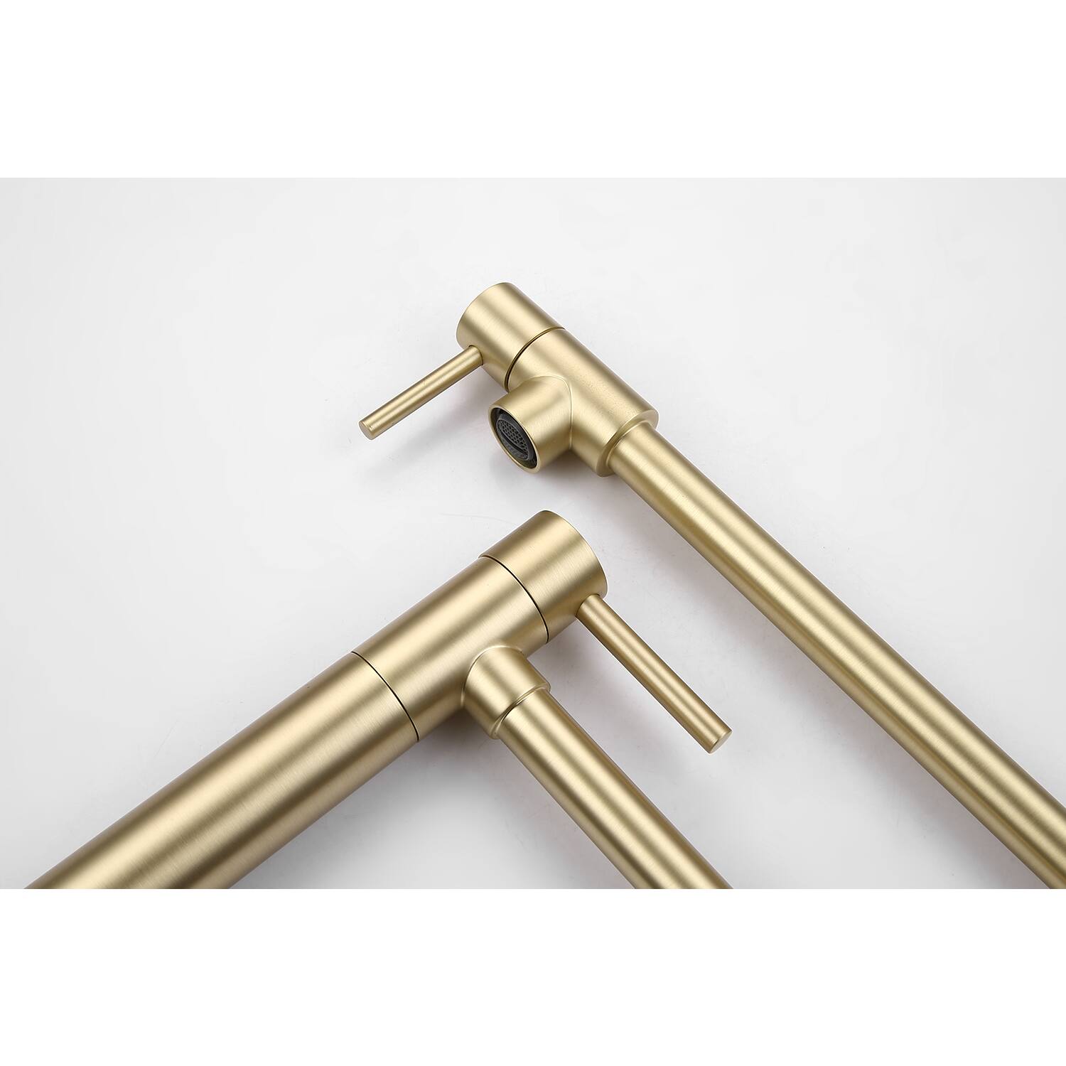 Back. Siljoy - Pot Filler Faucet with Extension Shank - Brushed Gold.