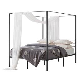 VEVOR - Queen Size Canopy Bed Frame, Metal Canopy Bed with Four Posters Design, Heavy Duty Steel Slats Support - Black