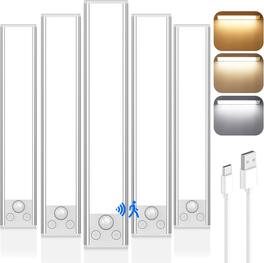 Nordic Hygge - 12in Under Cabinet Lighting Wireless, 2500mAh Rechargeable Motion Sensor Lights with 3 Color Tempers - White