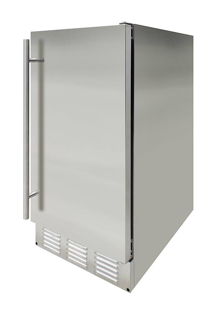 Left. Vinotemp - Brama Outdoor 14-Inch 25 Lb Freestanding Icemaker - Silver.