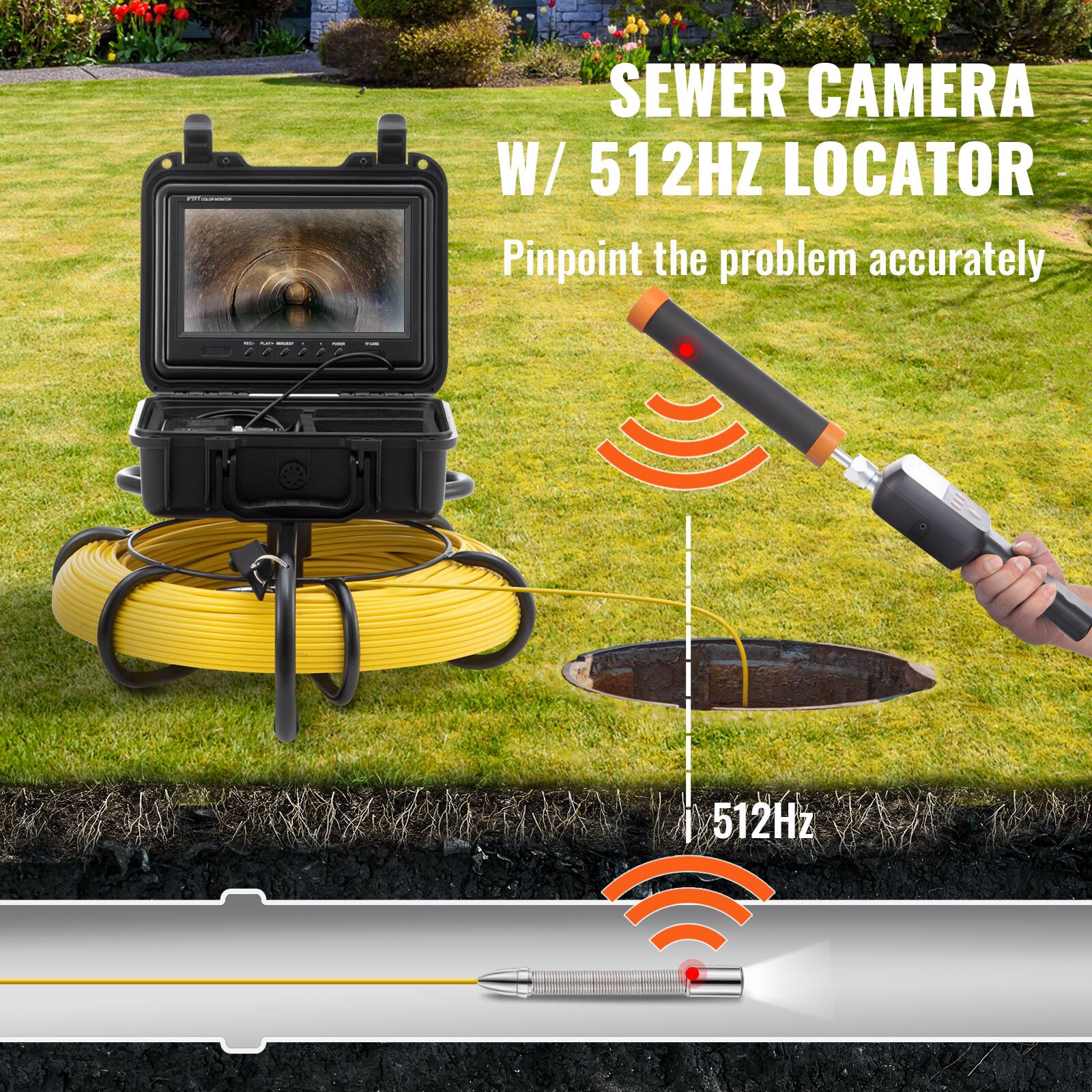 SEWER CAMERA W/ 512HZ LOCATOR  
Pinpoint the problem accurately