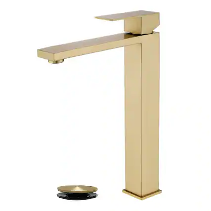 Front. Boyel Living - Brushed Gold Faucet SUS304 Aerator Spout cUPC Cartridge 60cm Supply Line Pop Up Drain - Brushed Gold.