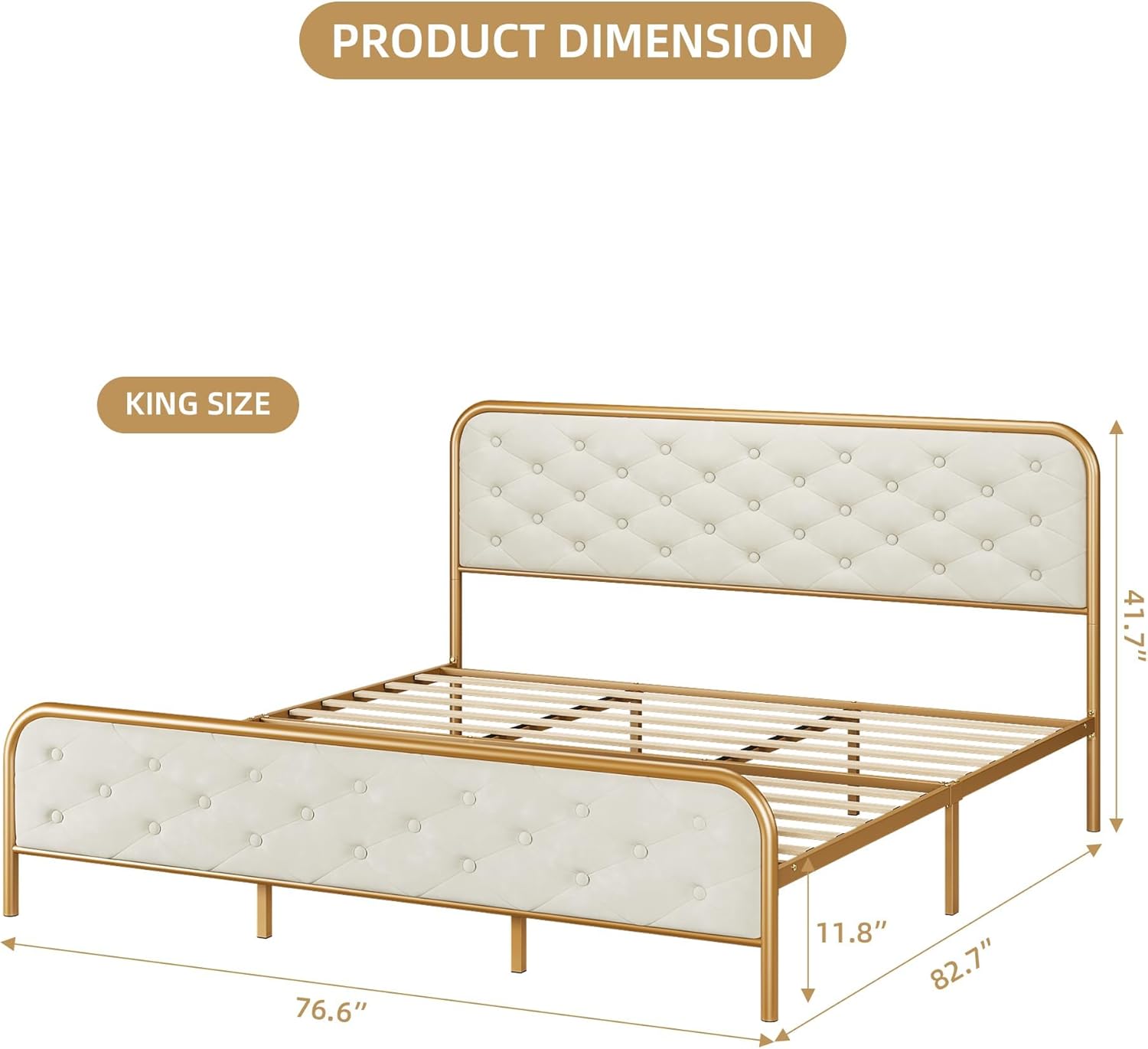 PRODUCT DIMENSION  
KING SIZE  
41.7" x 76.6" x 11.8" x 82.7"