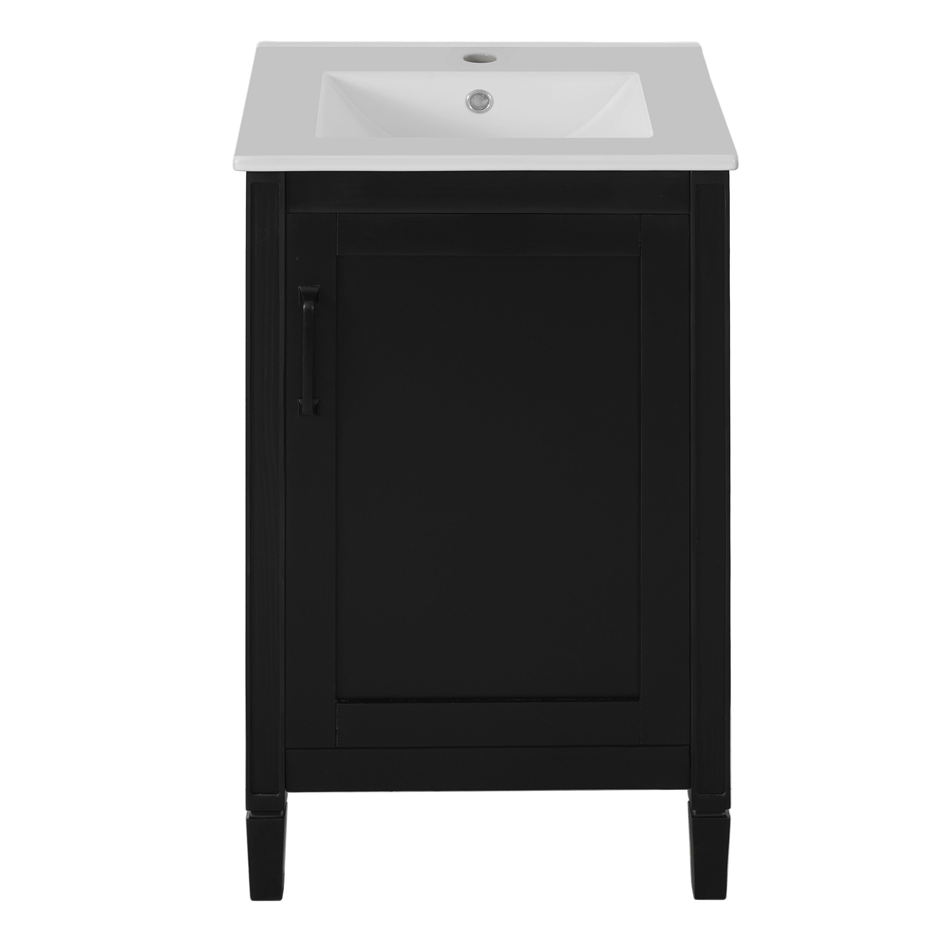 Alt View 10. Boyel Living - 20 Inch Black Bathroom Vanity with Ceramic Sink Soft Close Door Adjustable U Shaped Shelf and Door Storage Rack - Black.