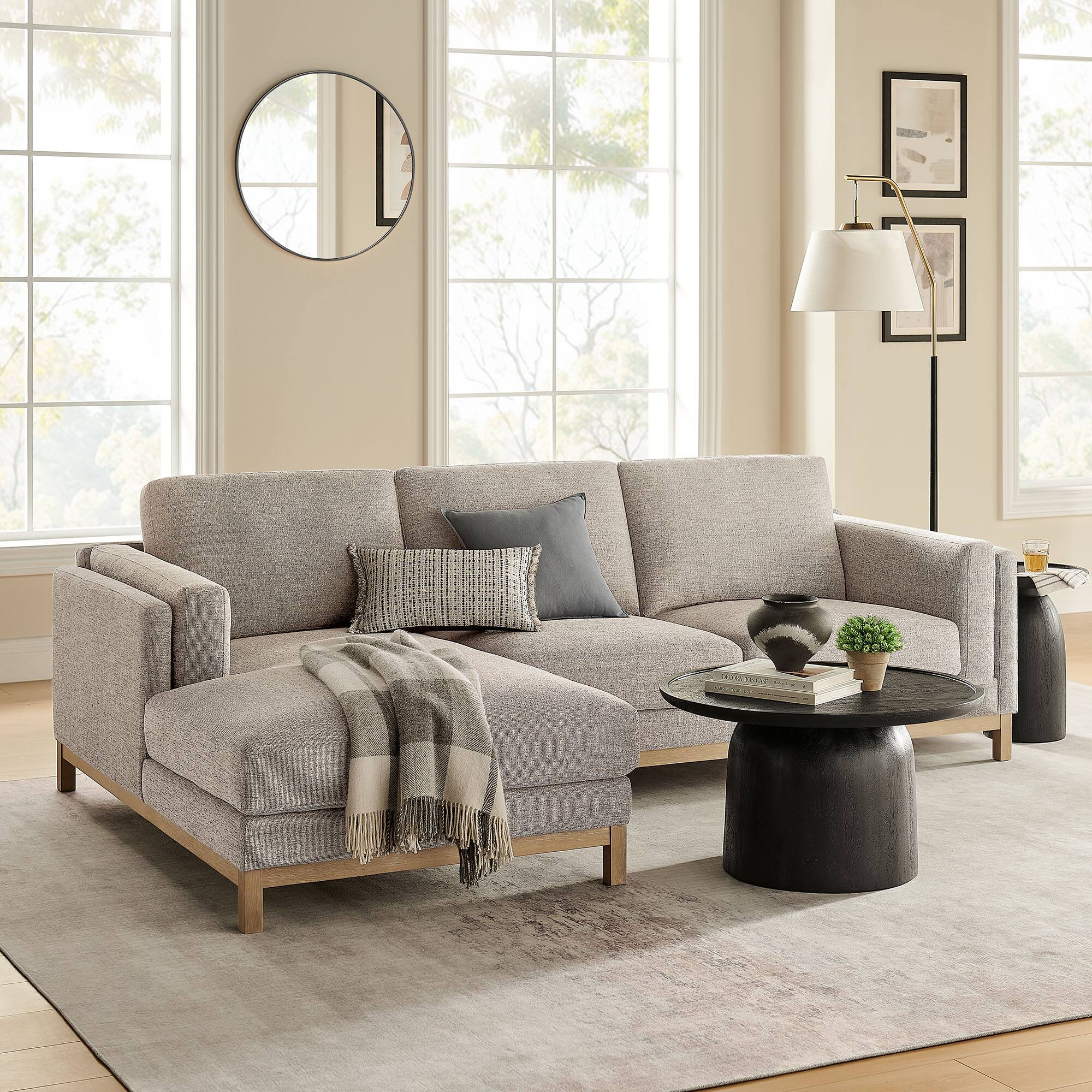 Alt View 4. Modway - Roscoe Left-Facing Fabric Sectional Sofa with Chaise by Modway - Pewter.