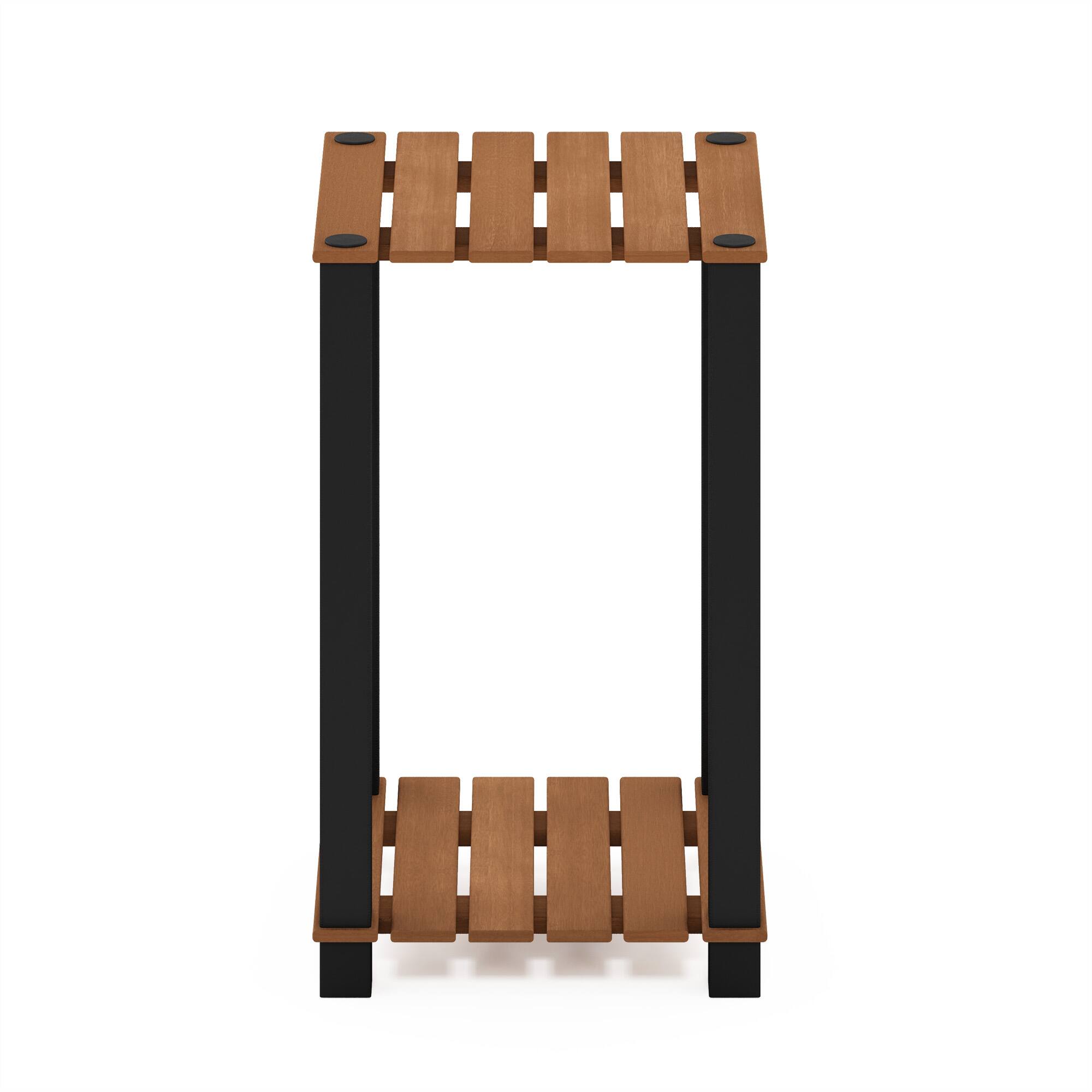 Alt View 2. Furinno - Pangkor 2-Tier Turn-N-Tube Indoor Outdoor Plant Shelf Wood Side Table with Square Poles - Natural/Black.