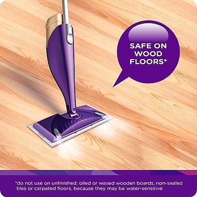 SAFE ON WOOD FLOORS*

*do not use on unfinished, oiled or waxed wooden boards, non-sealed tiles or carpeted floors, because they may be water-sensitive