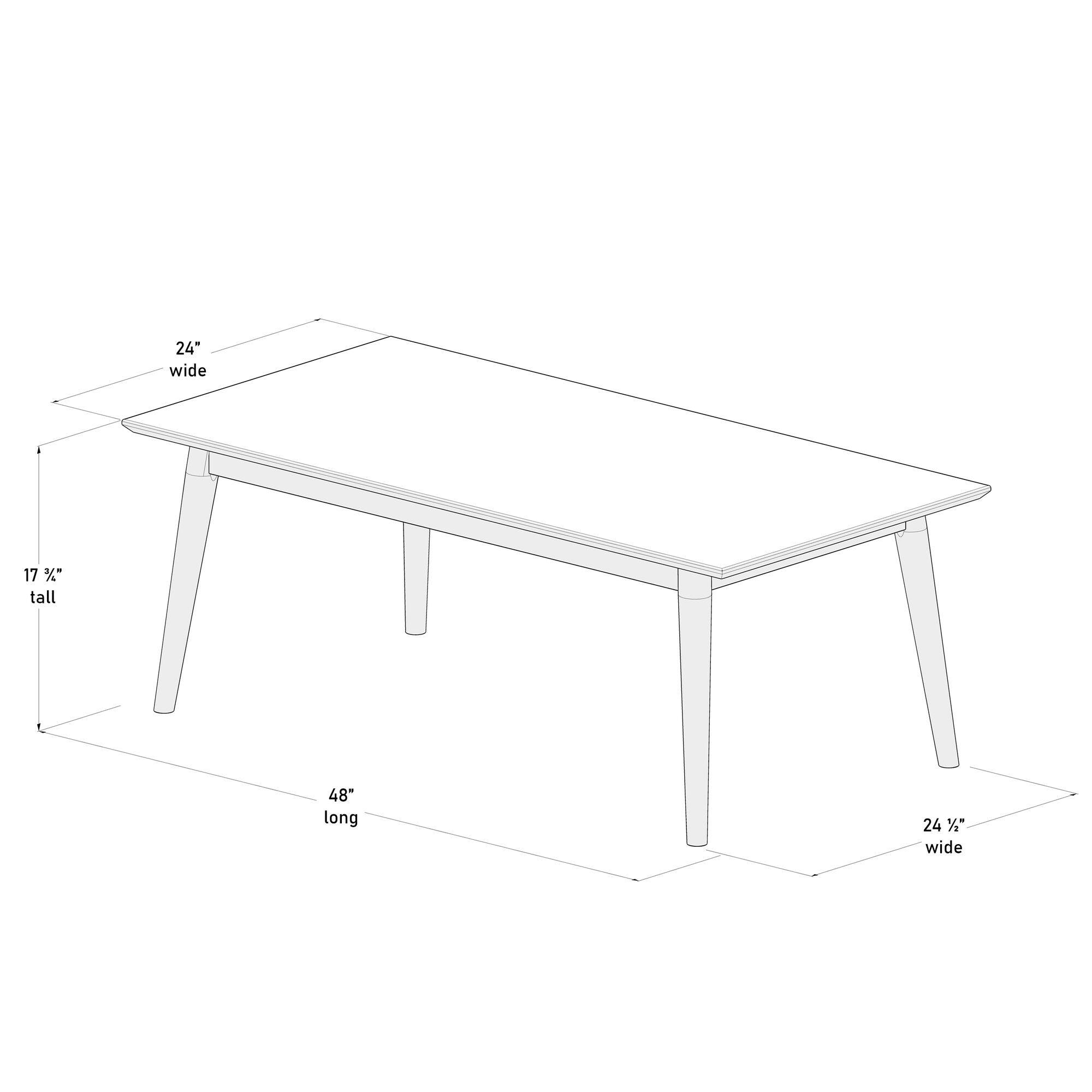 24" wide  
17 1/2" tall  
48" long  
24" wide