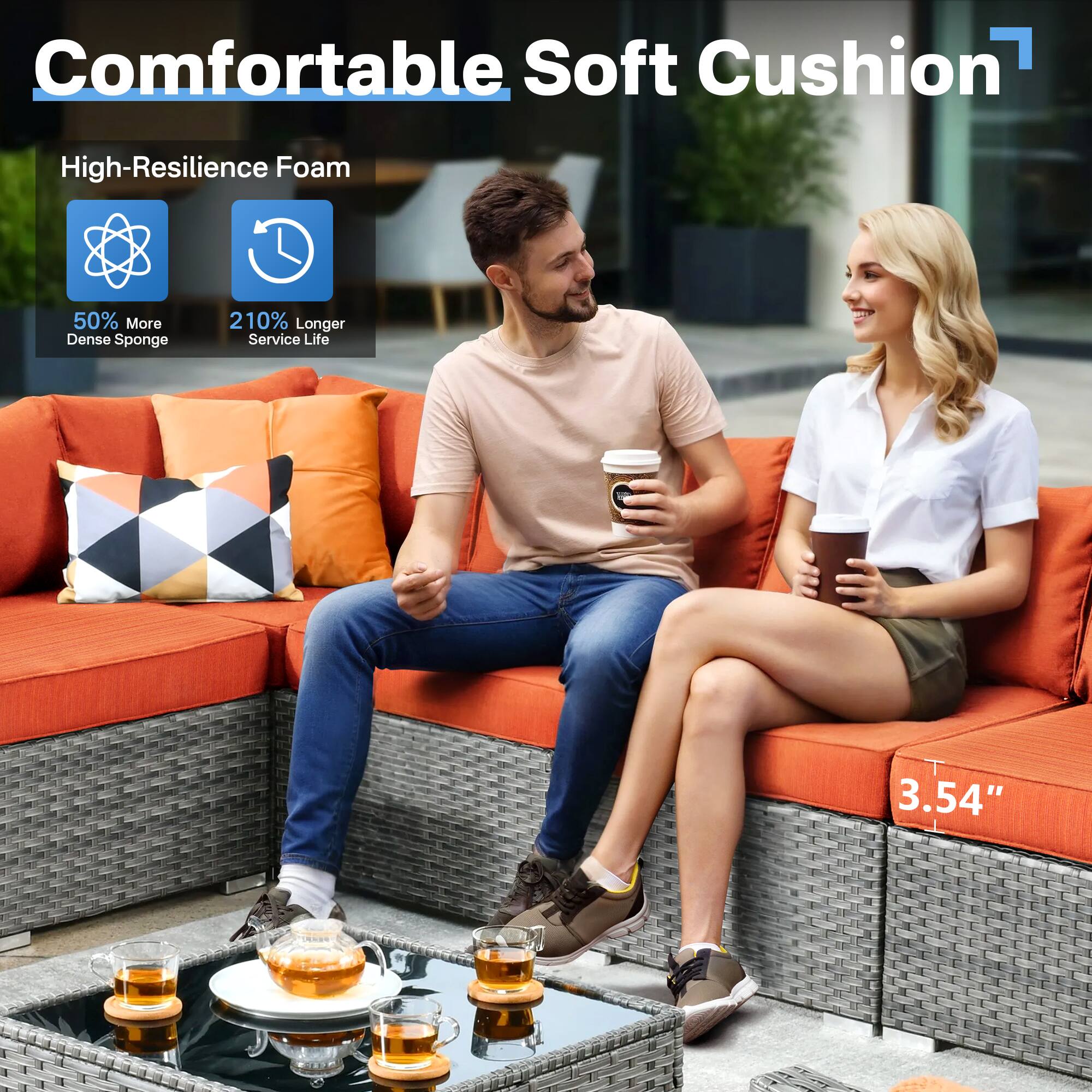 Comfortable Soft Cushion

High-Resilience Foam

50% More Dense Sponge

210% Longer Service Life

3.54"