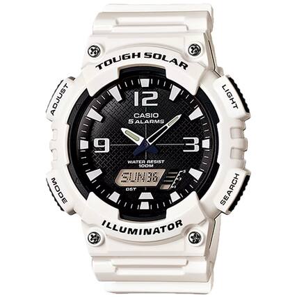 Adjust Mode Tough Solar 12 Casio 5 Alarms 9 3 Water Resist 100M Sun& E DST Illuminator Light Search