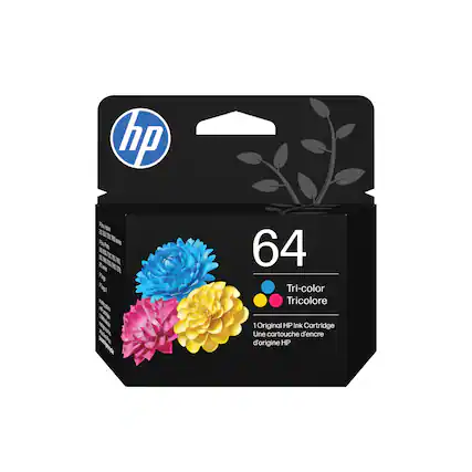 hp
64
Tri-color
Tricolore
1 Original HP Ink Cartridge
Une cartouche d'encre d'origine HP