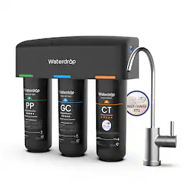 Waterdrop - TSB 8 Layer High Capacity Under Sink Water Filter, with Dedicated Faucet, NSF/ANSI 42 Certified Element - Black