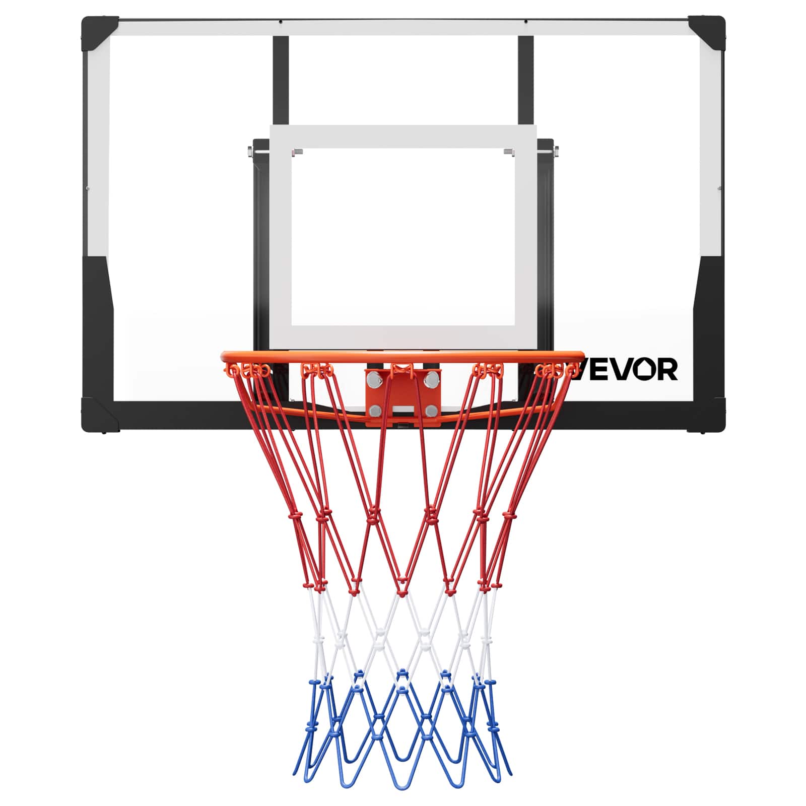 VEVOR - Wall Mount Basketball Hoop, 44-inch PC Backboard Mounted Basketball Hoop Outdoor with Solid Steel, Indoor & Outdoor Use - Red+Black+White