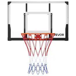 VEVOR - Wall Mount Basketball Hoop, 44-inch PC Backboard Mounted Basketball Hoop Outdoor with Solid Steel, Indoor & Outdoor Use - Red+Black+White