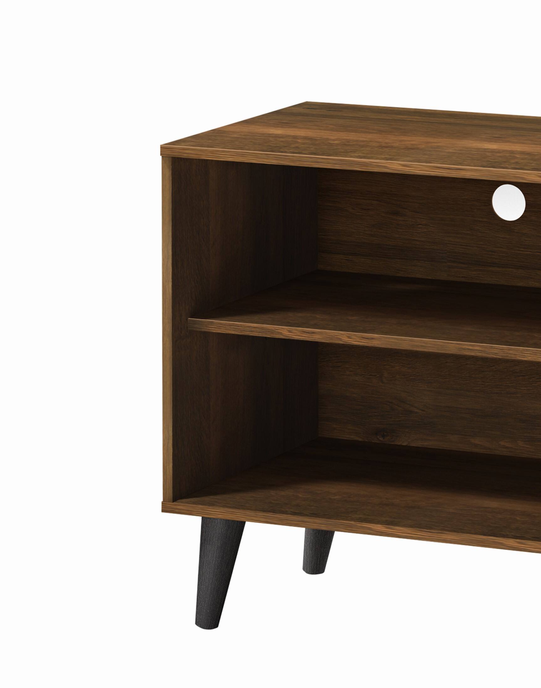 Angle. Spaco - Spaco TV Stand for TVs Up to 47.3 Inch, Mid-Century Entertainment Center with 2 Shelves and Cabinet, for Living Room - Brown.