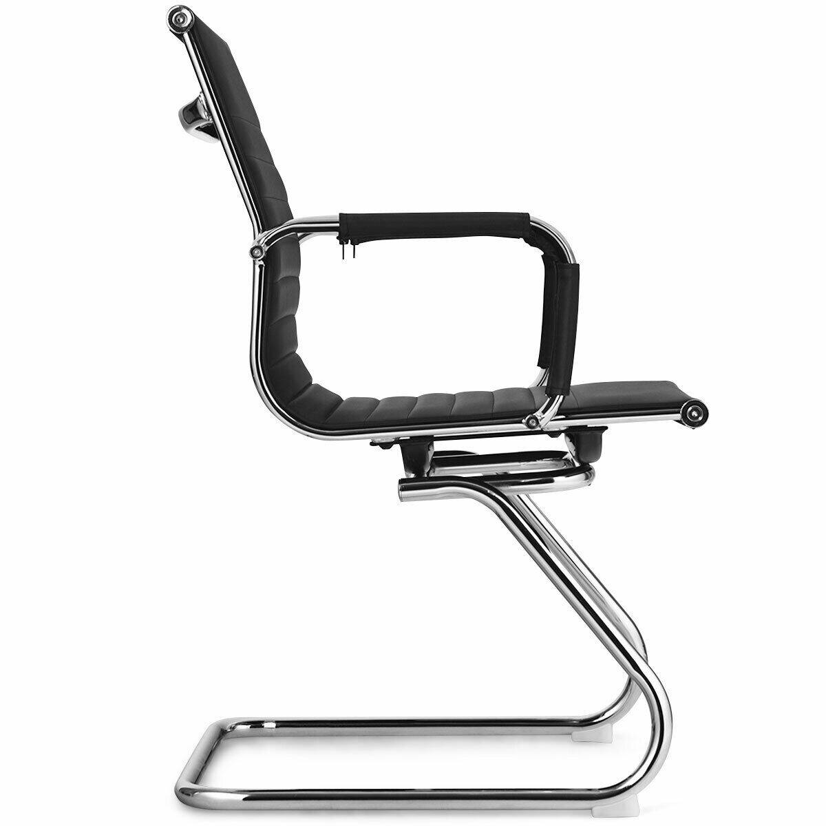 Back. WELLFOR - Set of 2 Heavy Duty Conference Chair with PU Leather - Black.