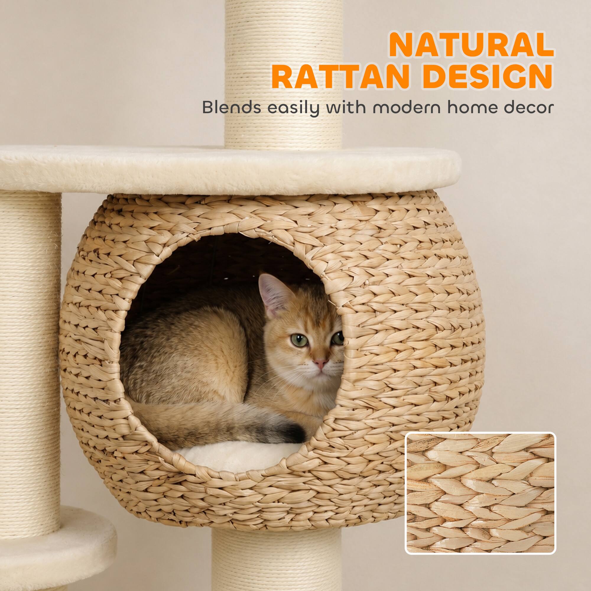 NATURAL RATTAN DESIGN  
Blends easily with modern home decor