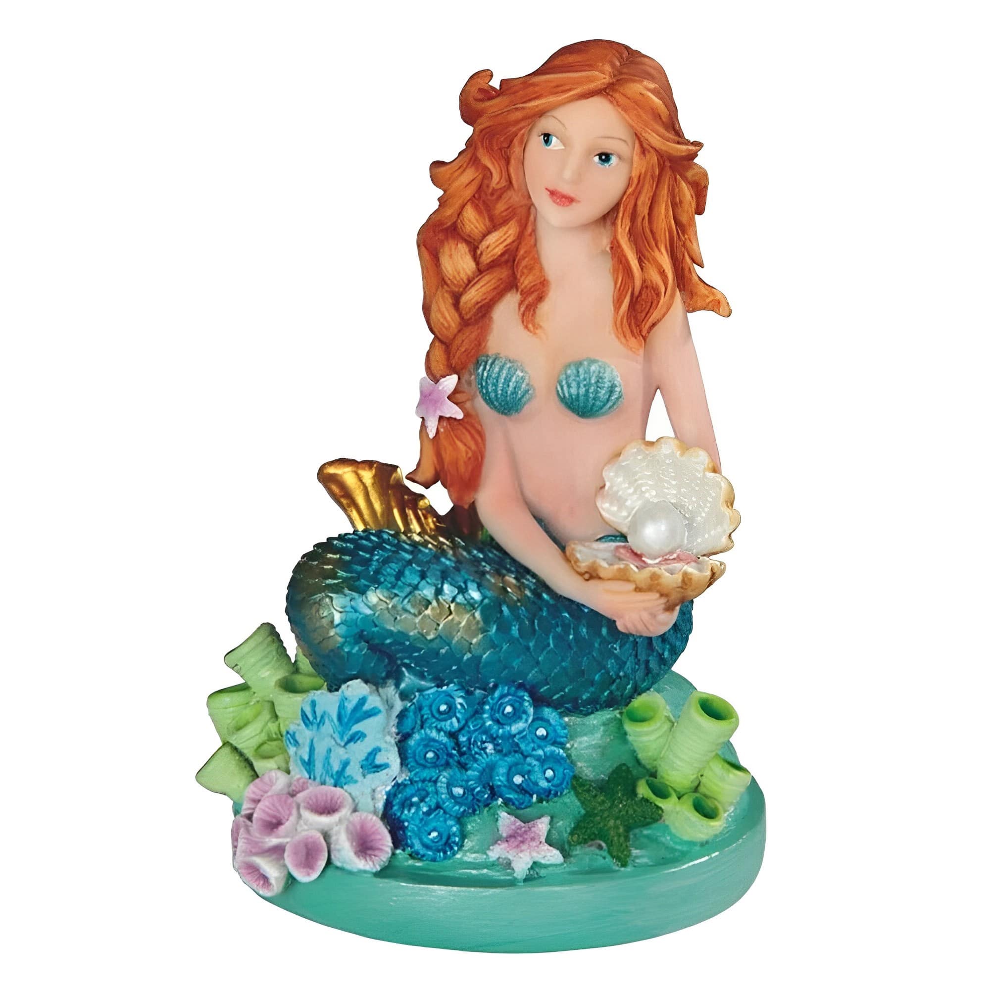 FC Design - 4.5"H Mermaid Holding Shell Figurine Statue Desk Tabletop Home Decor Gift - Multi-Color