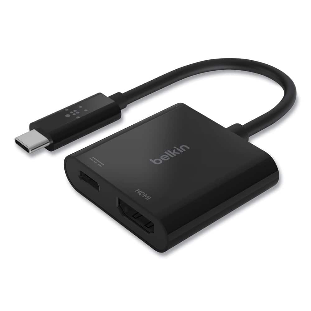 Belkin - AVC002BK-BL HDMI/USB-C(F)/USB-C(M) 2.53 in. USB-C to HDMI + Charge Adapter - Black