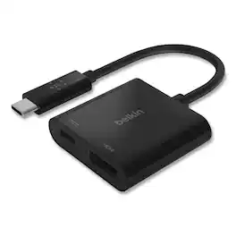 Belkin - AVC002BK-BL HDMI/USB-C(F)/USB-C(M) 2.53 in. USB-C to HDMI + Charge Adapter - Black