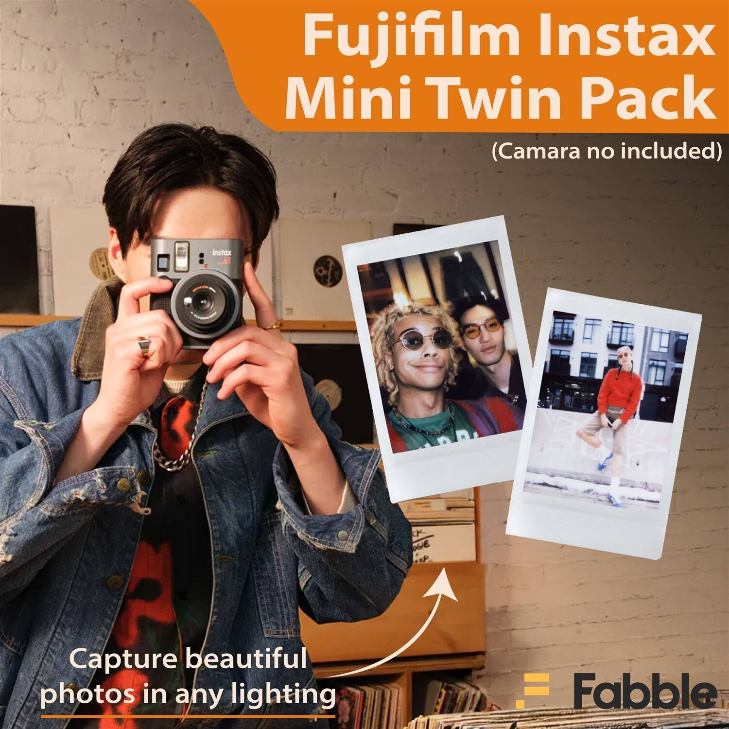 Fujifilm Instax Mini Twin Pack  
(Cámara no incluida)  

Capture beautiful photos in any lighting  

Fabble